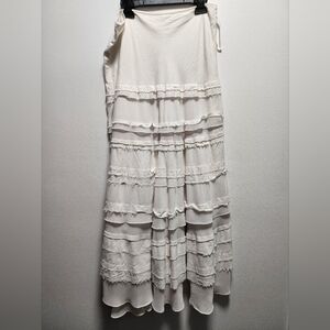 WHBM Cream Layered Maxi Skirt Size 0